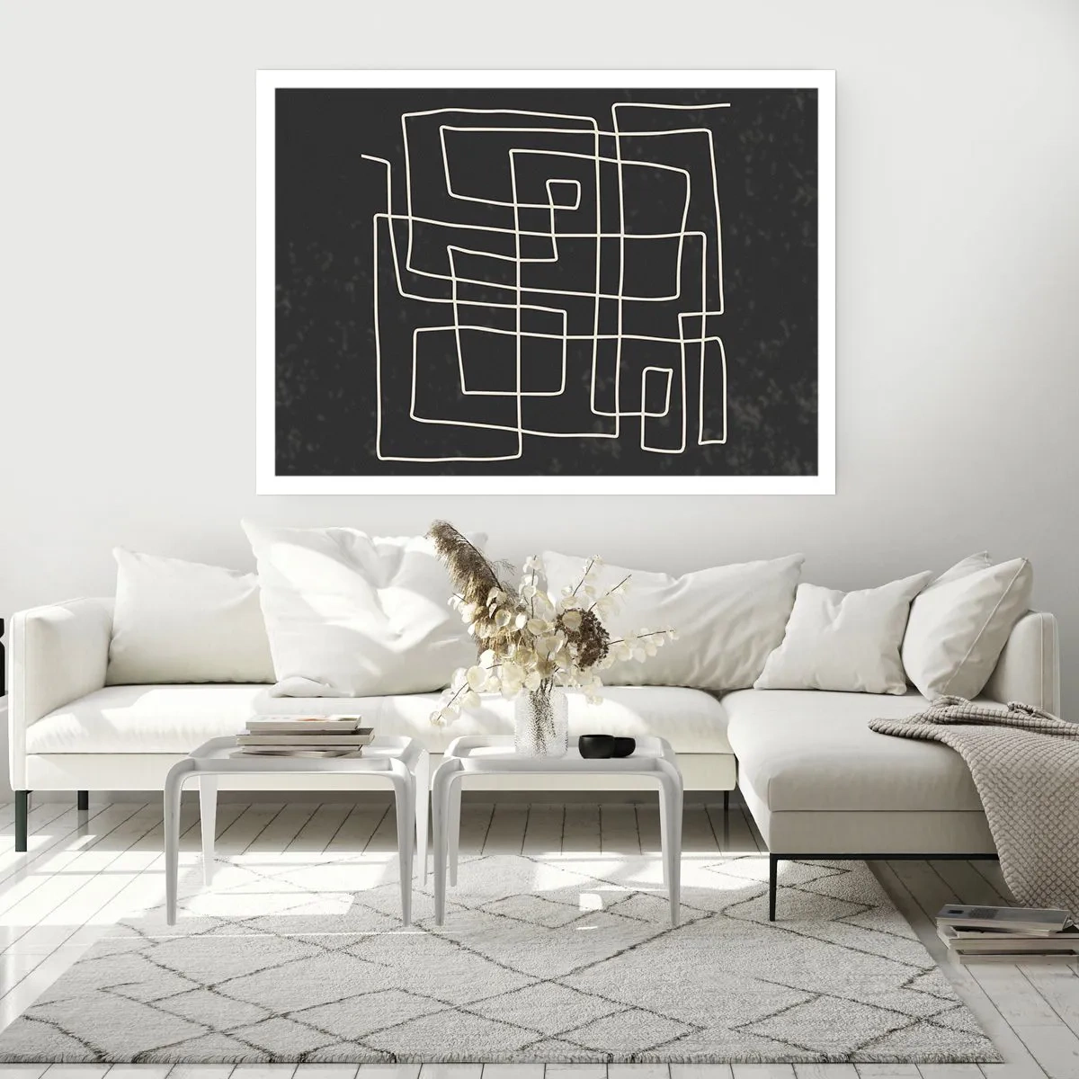 Poster - Abstraktes geometrisches Muster auf dunklem Hintergrund - 100x70cm - Nicht so einfach - Moderne Wanddekoration für Wohnzimmer und Schlafzimmer ARTTOR