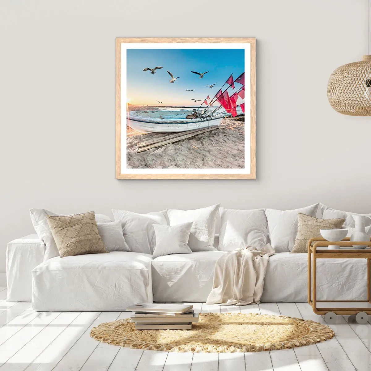 Poster in einem Rahmen aus heller Eiche - Wohlverdiente Ruhe - 50x50 cm