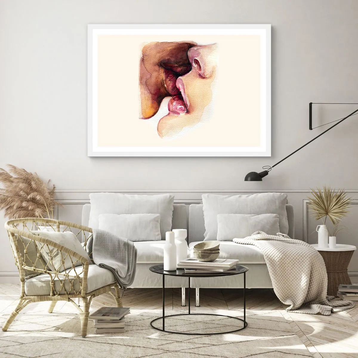 Poster in einem weißen Rahmen - Wie Tag und Nacht, Erde und Himmel - 100x70 cm