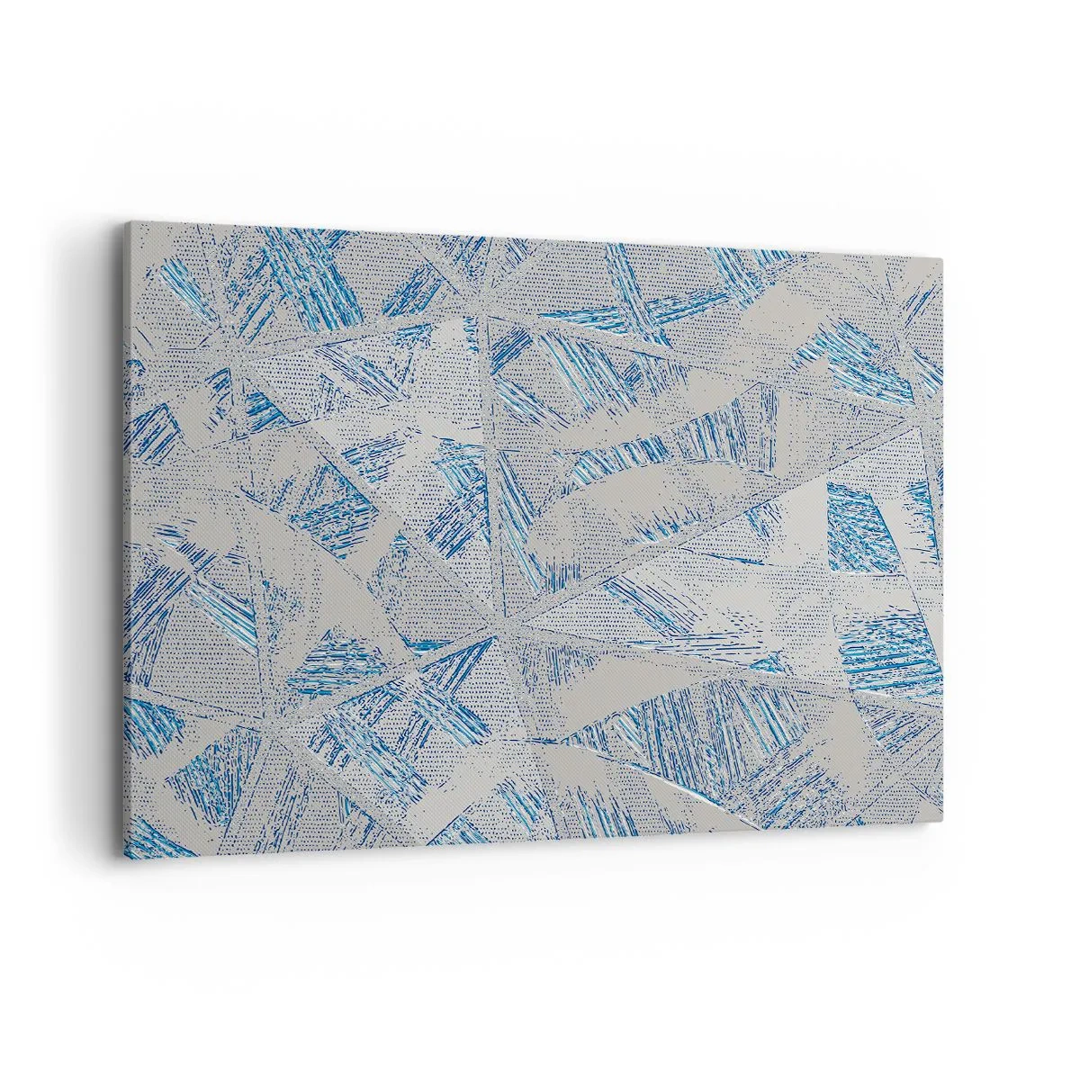 Bild auf Leinwand - Leinwandbild - Geometrische Muster in Blau- und Grautönen - 120x80cm - In einem blaugrauen Labyrinth - Moderne Wanddekoration für Wohnzimmer und Schlafzimmer ARTTOR