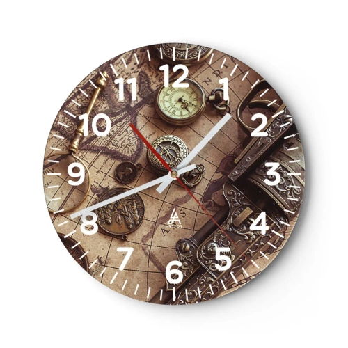 Wanduhr - Glasuhr - Das Abenteuer ruft - 30x30 cm