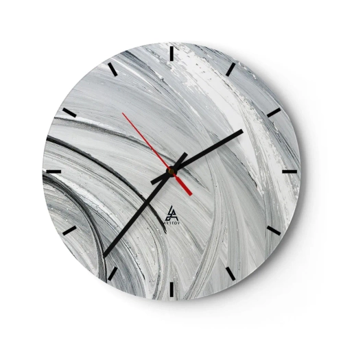 Wanduhr - Glasuhr - Graue Kreise, die die dynamische Bewegung der Umlaufbahn darstellen - 30x30cm - Orbitale Komposition - Moderne Wanddekoration für Wohnzimmer, Küche und Schlafzimmer ARTTOR