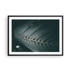 Poster in einem schwarzem Rahmen - Nahaufnahme eines dunkel getönten Palmblattdetails - 70x50cm - Die Präzision der Natur - Moderne Wanddekoration für Wohnzimmer und Schlafzimmer ARTTOR