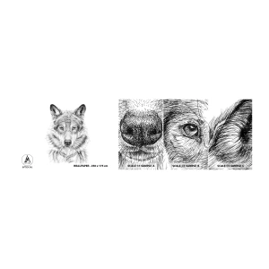 Fototapeten Muster Selbstklebend Deluxe Sticker - Ein geborener Anführer - Wolf, Skizzieren, skandinavisch - 100x30 cm