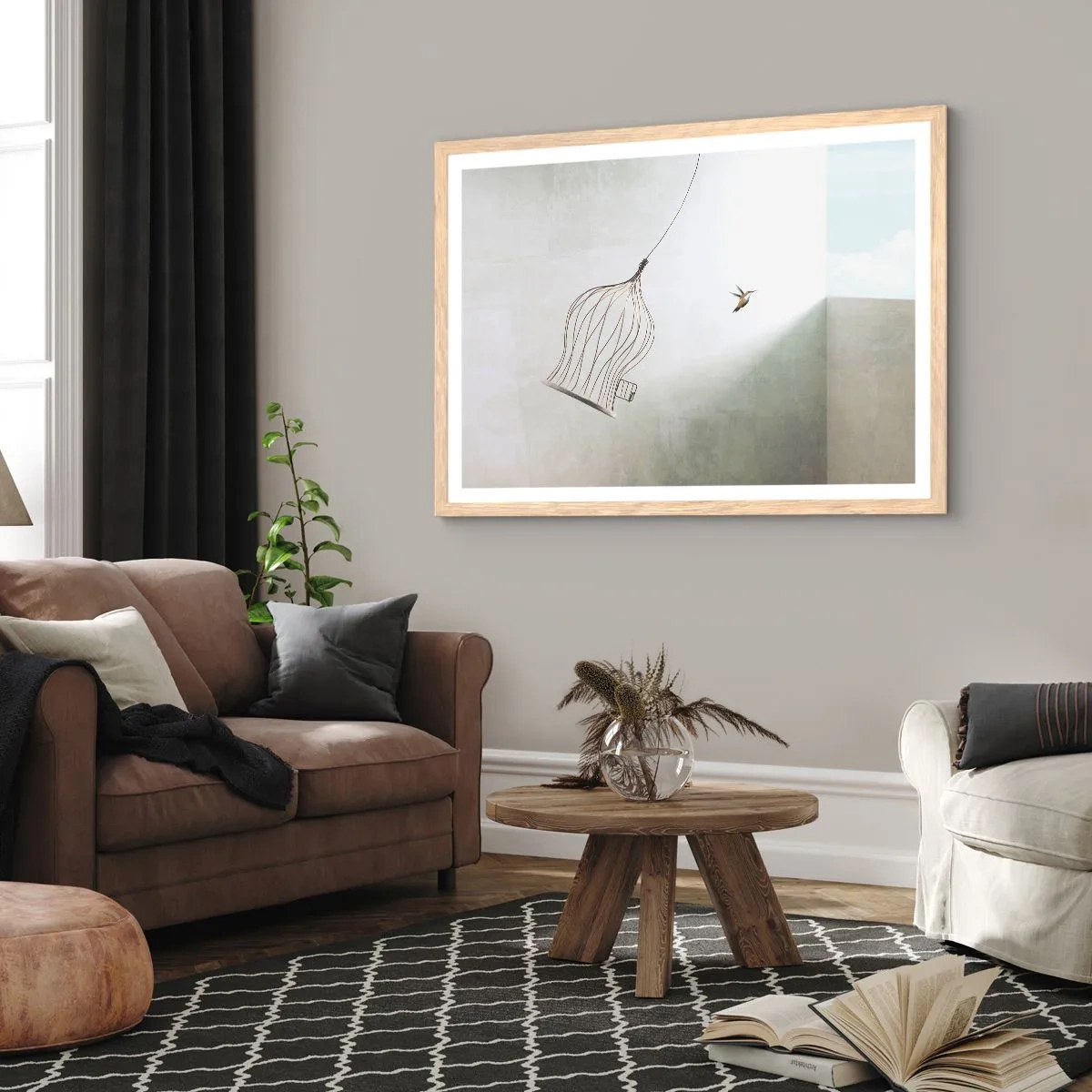 Poster in einem Rahmen aus heller Eiche - In seinem Element - 70x50 cm