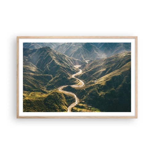 Poster in einem Rahmen aus heller Eiche - Direkt aus dem Herzen der Berge - 91x61 cm