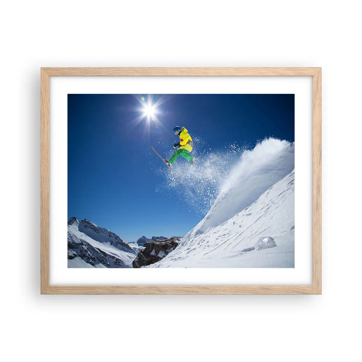 Poster in einem Rahmen aus heller Eiche - Tanzen mit den Bergen - 50x40 cm