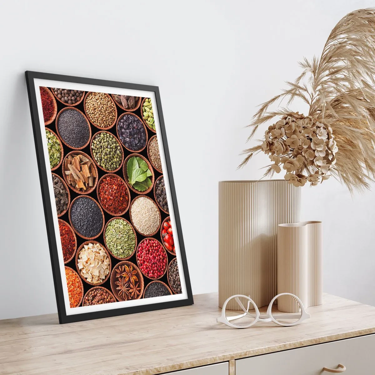 Poster in einem schwarzem Rahmen - Alle Aromen der Welt - 40x50 cm