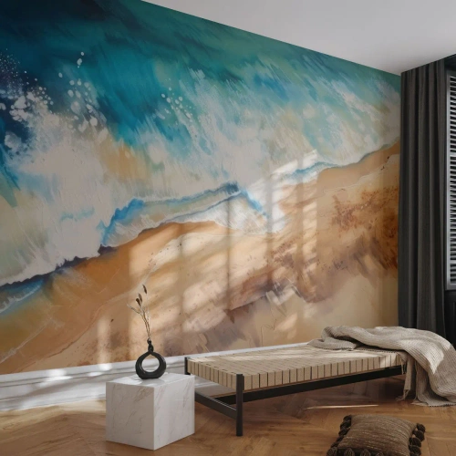 Selbstklebende Fototapete Deluxe Sticker - Zurückkehrende Welle - Küste, Strand, Ozean - 150x105 cm
