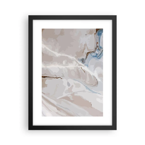 Poster in einem schwarzem Rahmen - Blau schlängelt sich unter dem Weiß - 30x40 cm