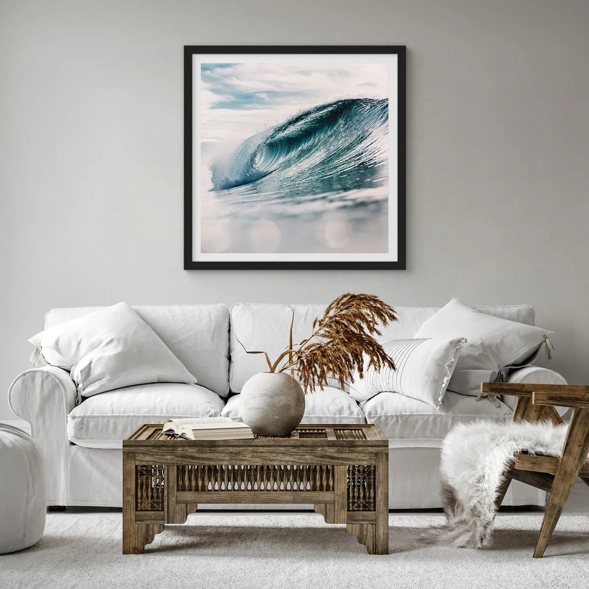 Poster in einem schwarzem Rahmen - Wasserspitze - 30x30 cm