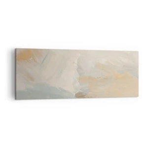 Bild auf Leinwand - Leinwandbild - Zarte abstrakte Striche in Weiß- und Goldtönen - 140x50cm - Abstraktion – das Land der Sanftheit - Moderne Wanddekoration für Wohnzimmer und Schlafzimmer ARTTOR