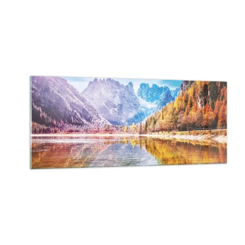 Glasbild - Bild auf glas - Und in den Bergen ist es schon Herbst - 100x40 cm