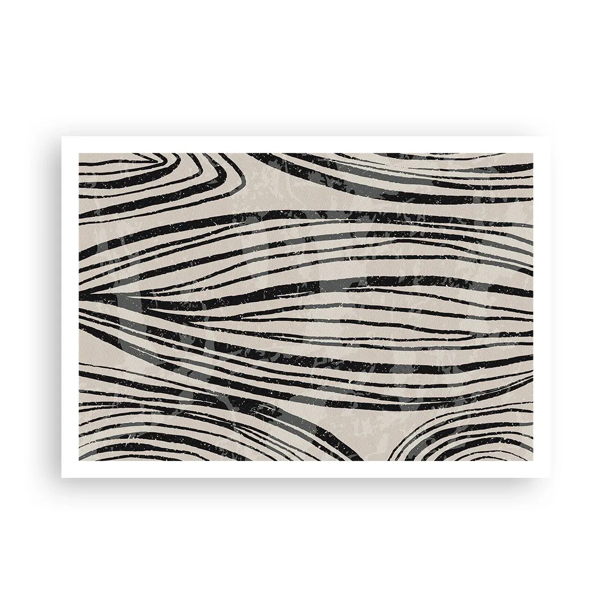 Poster - Abstrakte Wellen in Schwarz-Weiß-Tönen - 100x70cm - Linienpool - Moderne Wanddekoration für Wohnzimmer und Schlafzimmer ARTTOR