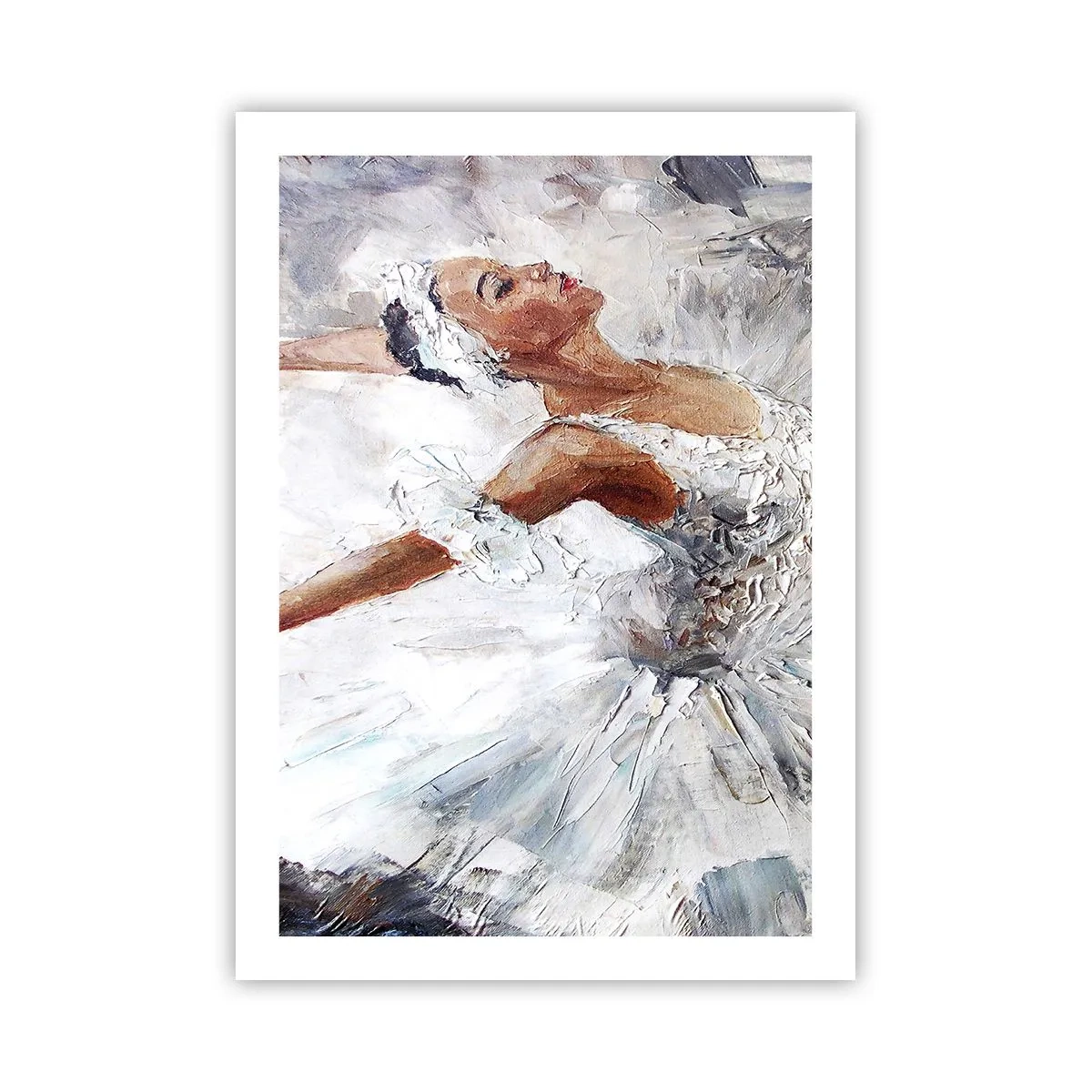 Poster - Eine Ballerina in einem weißen Outfit im malerischen Stil - 50x70cm - Zart und leicht wie Tüll - Moderne Wanddekoration für Wohnzimmer und Schlafzimmer ARTTOR