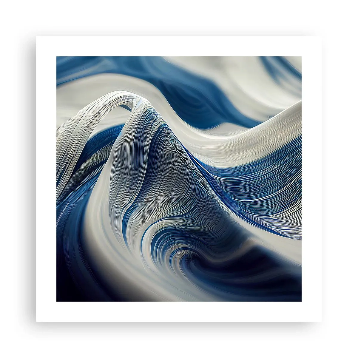 Poster - Fließfähigkeit von Blau und Weiß - 50x50 cm