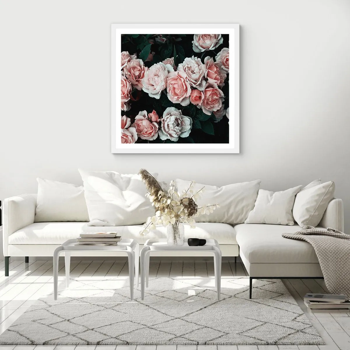 Poster in einem weißen Rahmen - Rosen-Ensemble - 50x50 cm
