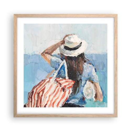 Poster in einem Rahmen aus heller Eiche - Willkommen in den Sommerferien - 50x50 cm