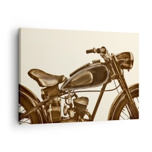 Bild auf Leinwand - Leinwandbild - Ein Vintage-Retro-Motorrad auf hellem Hintergrund - 70x50cm - Sehnsucht nach den Klassikern - Moderne Wanddekoration für Wohnzimmer und Schlafzimmer ARTTOR