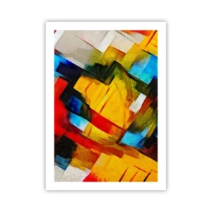 Poster - Abstrakte geometrische Formen in intensiven Farben - 50x70cm - Ein bunter Interleaver - Moderne Wanddekoration für Wohnzimmer und Schlafzimmer ARTTOR