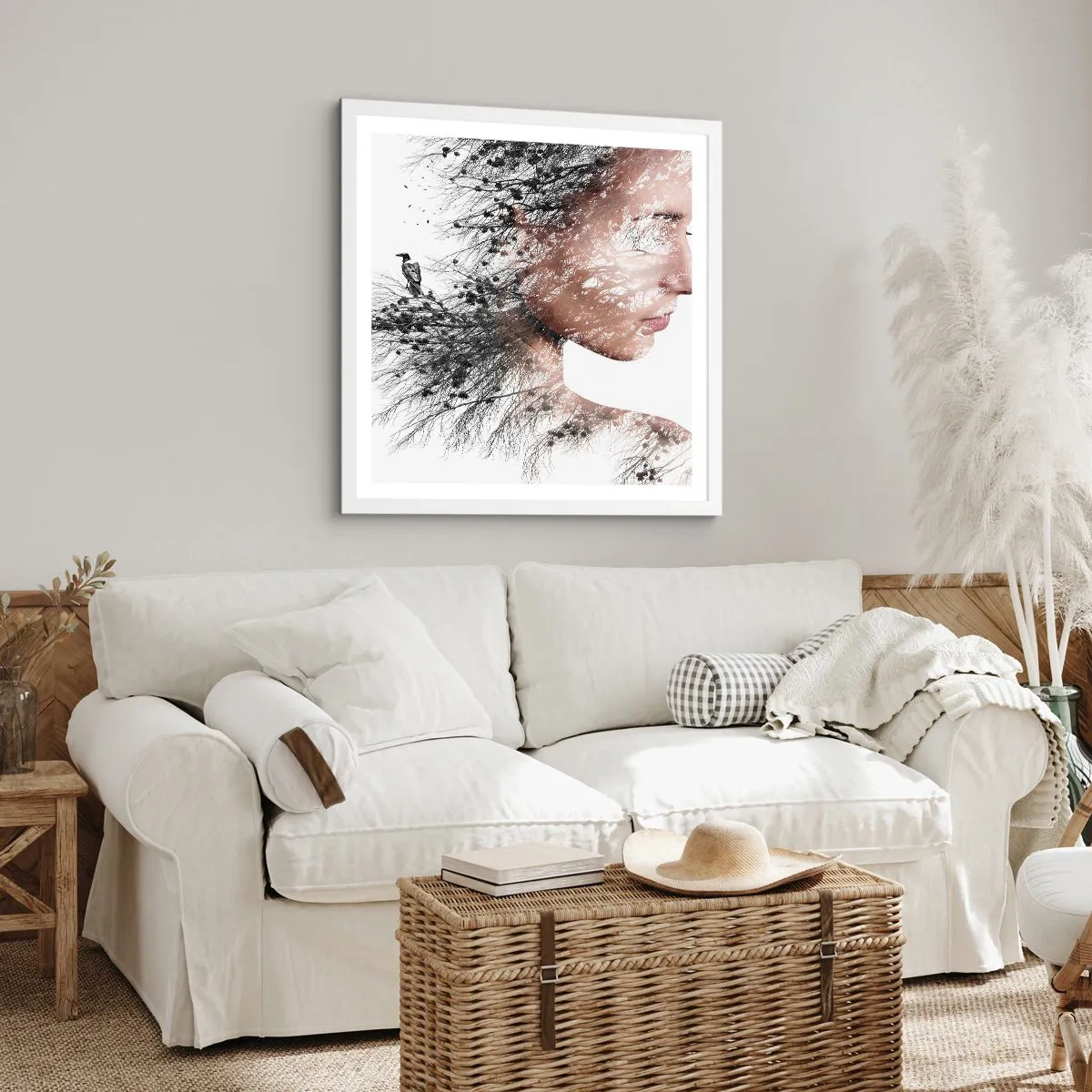 Poster in einem weißen Rahmen - Der Geist des Waldes - 50x50 cm