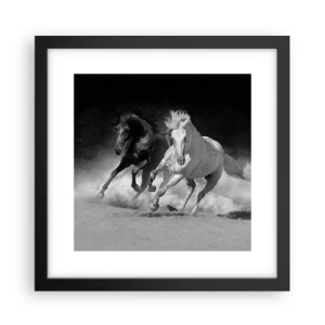 Poster in einem schwarzem Rahmen - Galopp der Freiheit - 30x30 cm