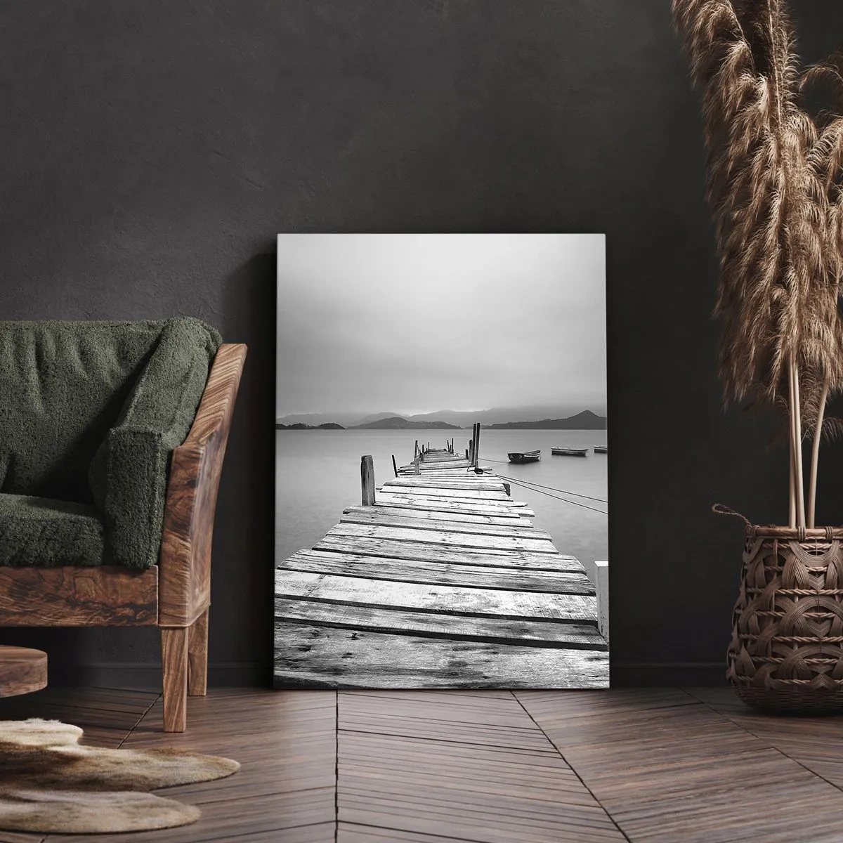 Bild auf Leinwand - Leinwandbild - Hinter den Bergen, jenseits der Meere - 45x80 cm