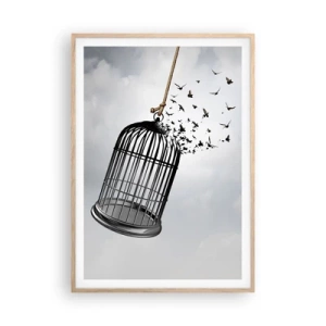 Poster in einem Rahmen aus heller Eiche - Glaube ... Hoffnung ... Freiheit! - 70x100 cm
