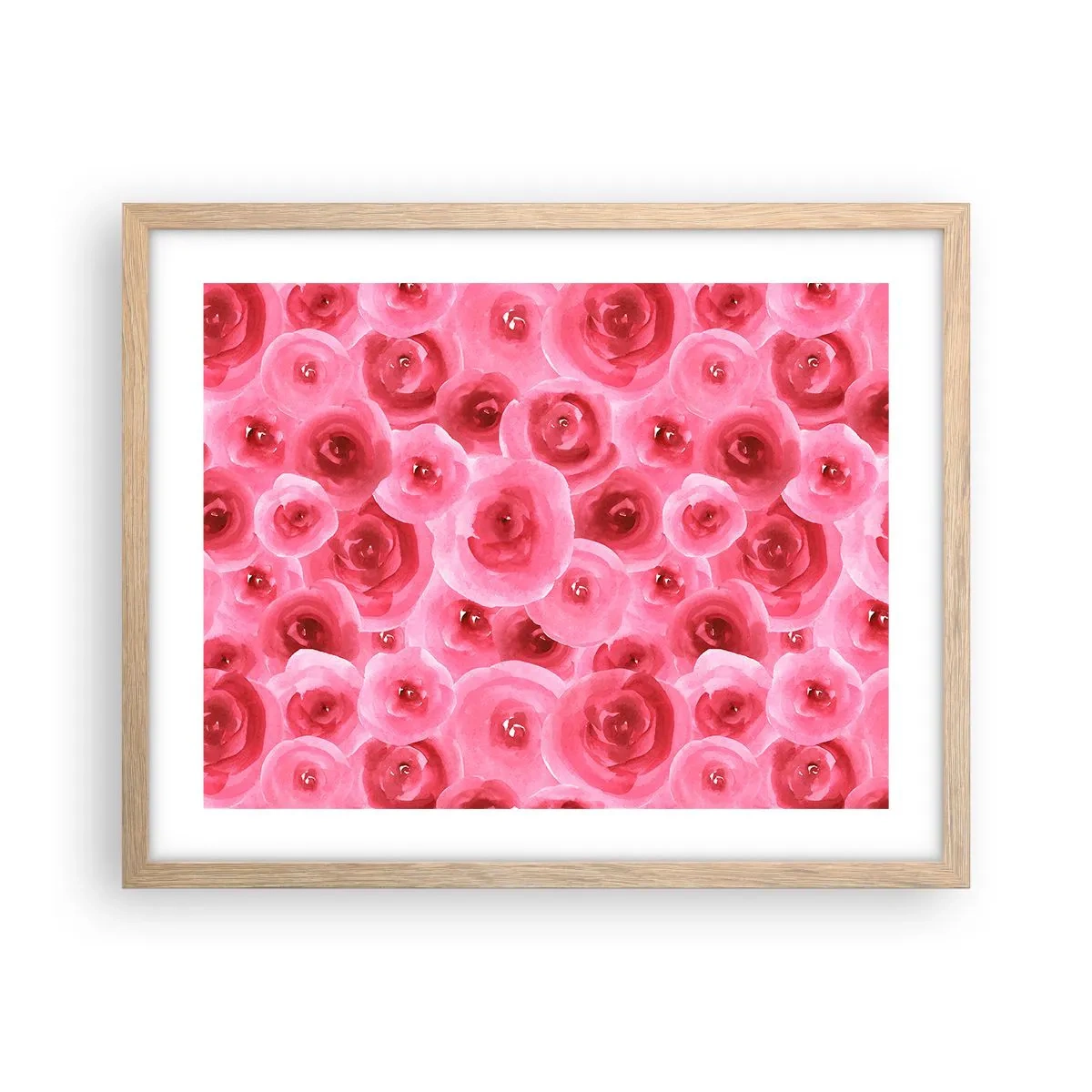 Poster in einem Rahmen aus heller Eiche - Oben und unten Rosen - 50x40 cm