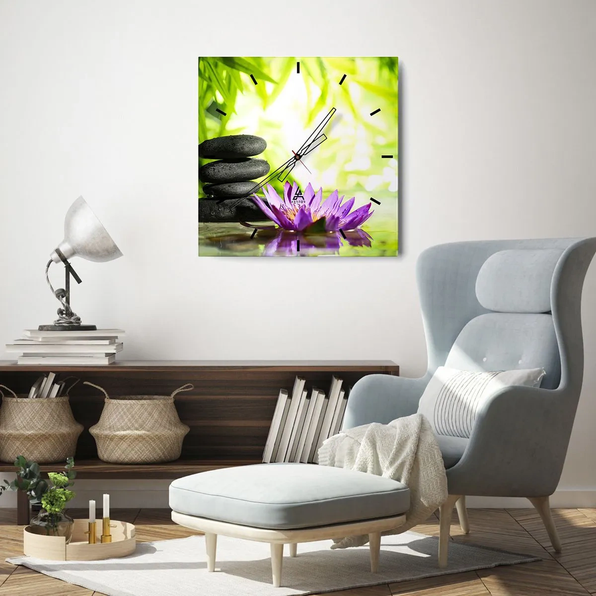 Wanduhr - Glasuhr - In einem Bambusbusch - 30x30 cm