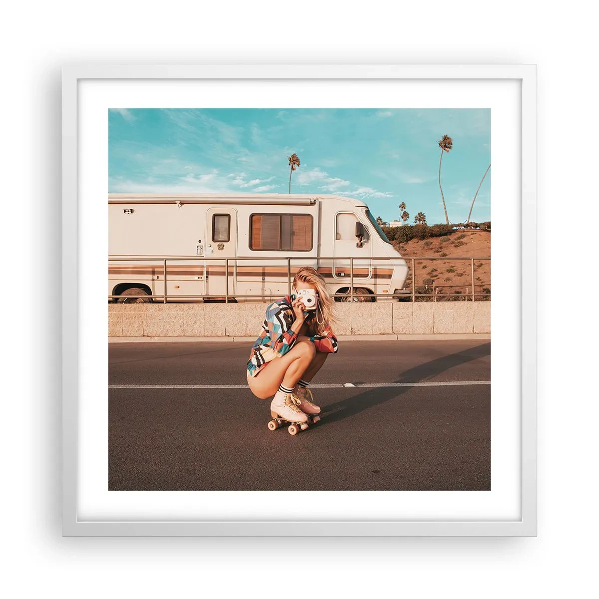 Poster in einem weißen Rahmen - Lächel bitte! - 50x50 cm