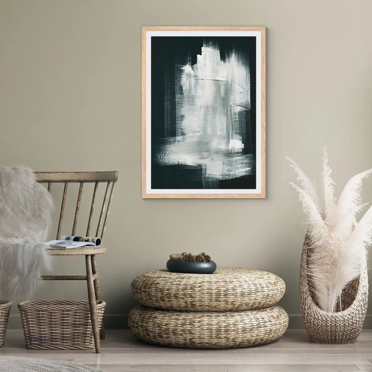 Poster in einem Rahmen aus heller Eiche - Vertikal und horizontal gewebt - 30x40 cm