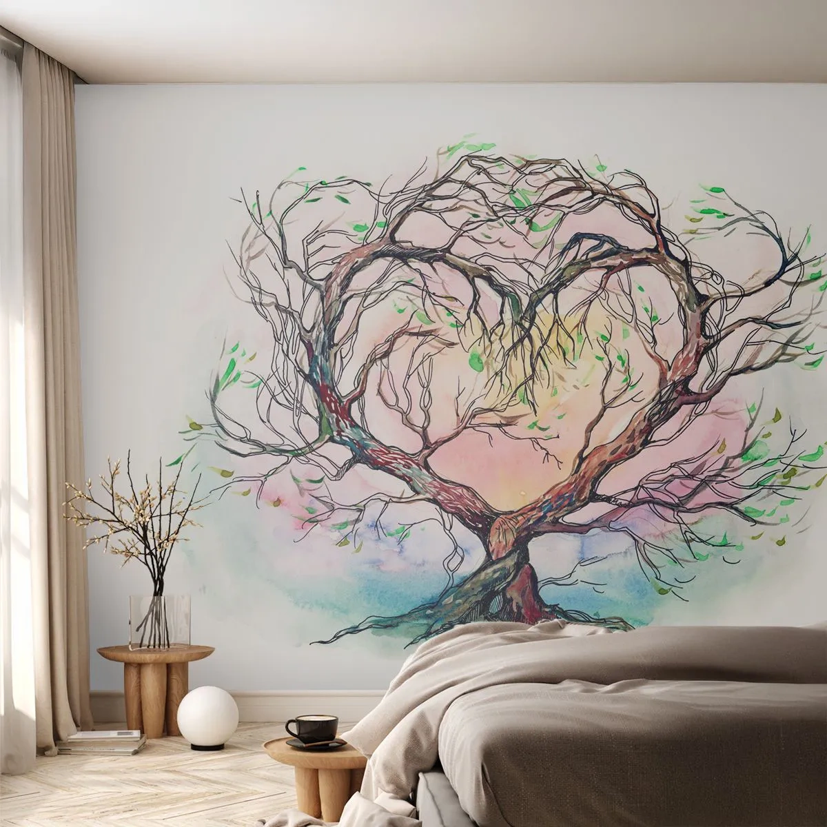 Selbstklebende Fototapete Deluxe Sticker - Gemeinsam gegen die Stürme - Abstraktion, Baum, Stück - 250x175 cm