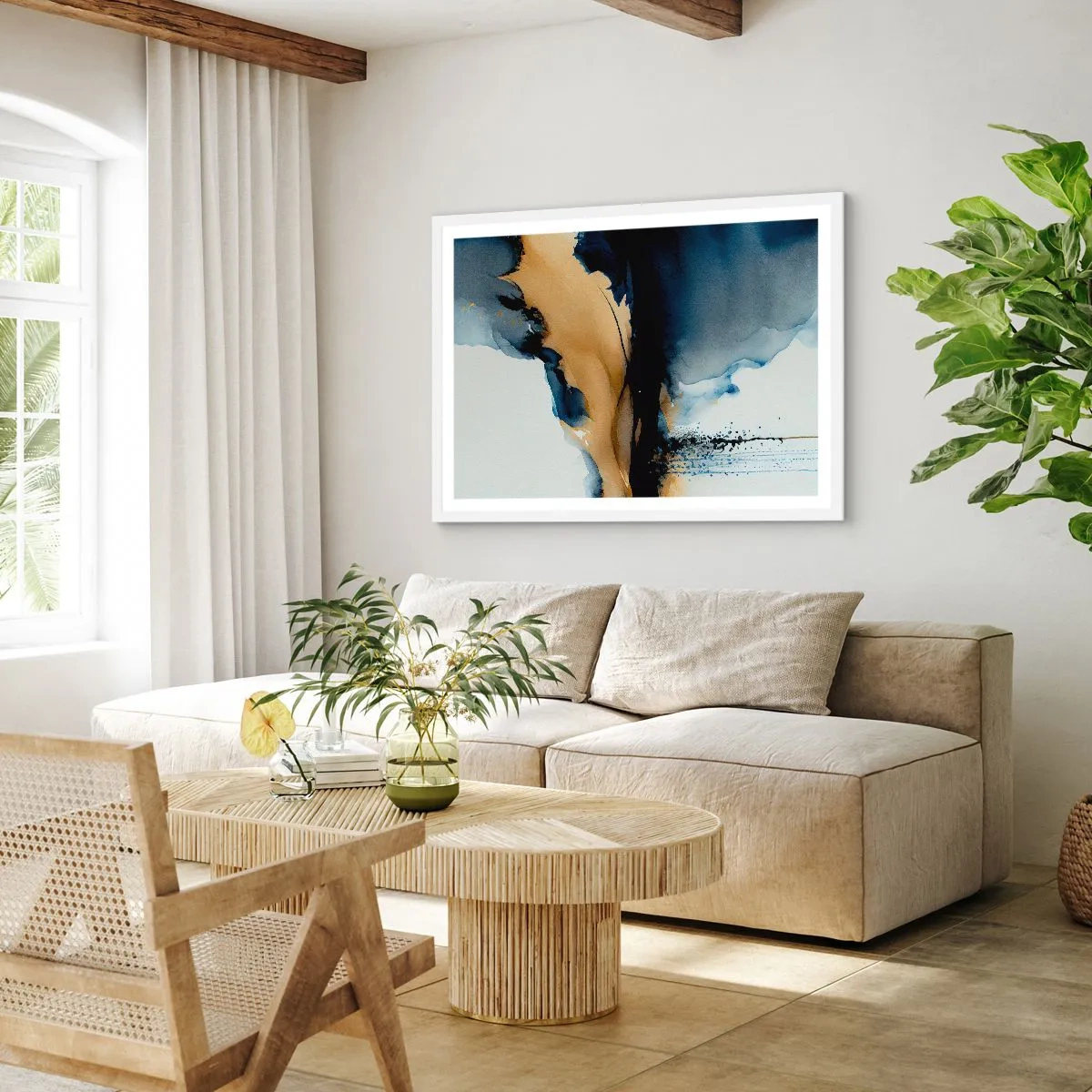 Poster in einem weißen Rahmen - Hinter dem Vorhang - 91x61 cm
