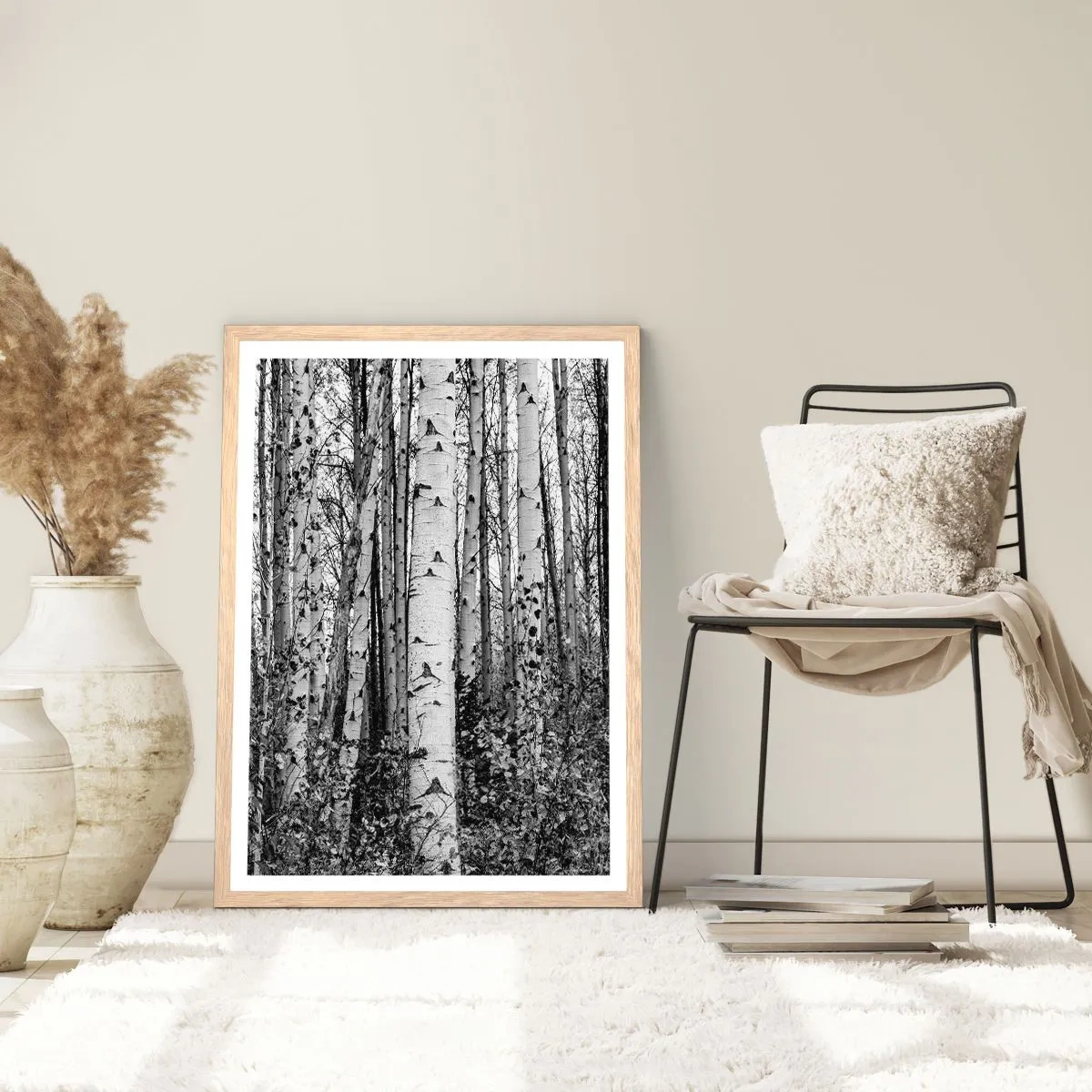 Poster in einem Rahmen aus heller Eiche - Birkenkolonnade - 40x50 cm