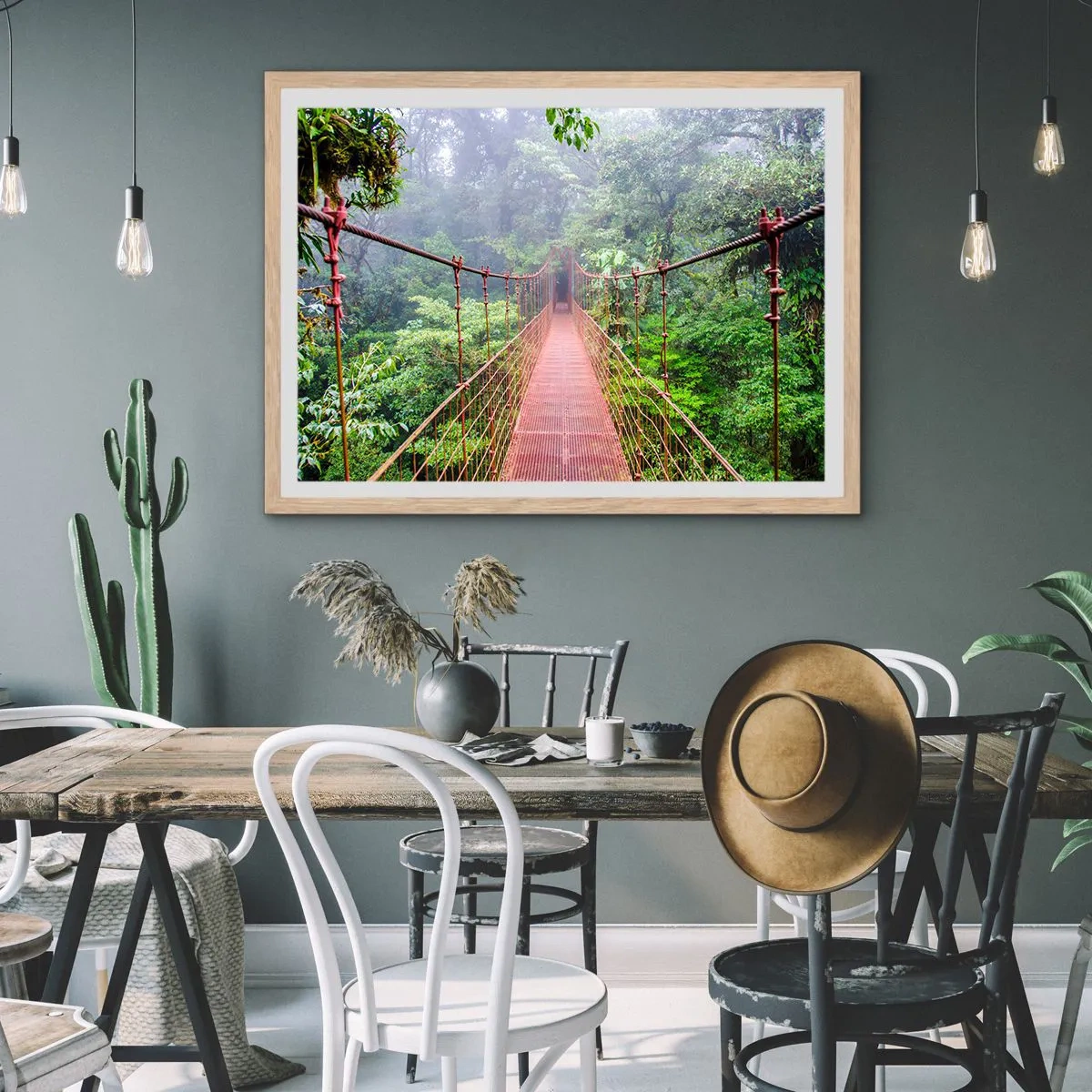 Poster in einem Rahmen aus heller Eiche - Über den Kronen aufgehängt - 70x50 cm