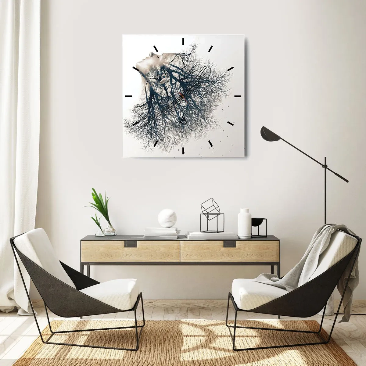 Wanduhr - Glasuhr - Dem Rauschen der Bäume lauschen - 40x40 cm