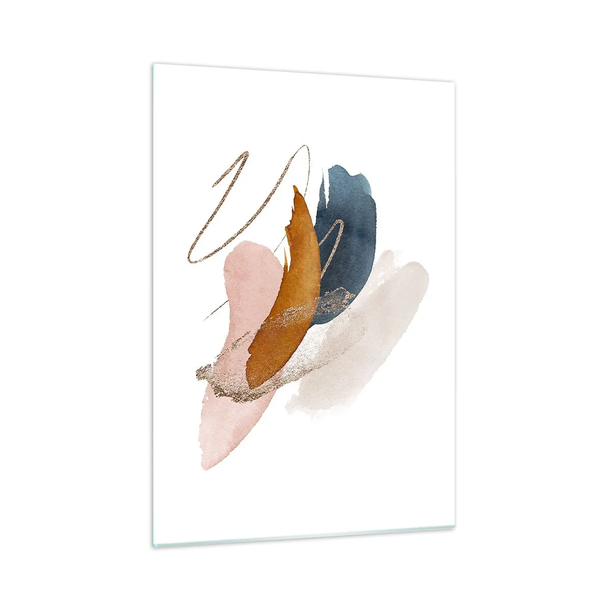 Glasbild - Bild auf glas - Abstrakte Pinselstriche in gedeckten Farben - 50x70cm - Geflügelte Komposition - Moderne Wanddekoration für Wohnzimmer und Schlafzimmer ARTTOR