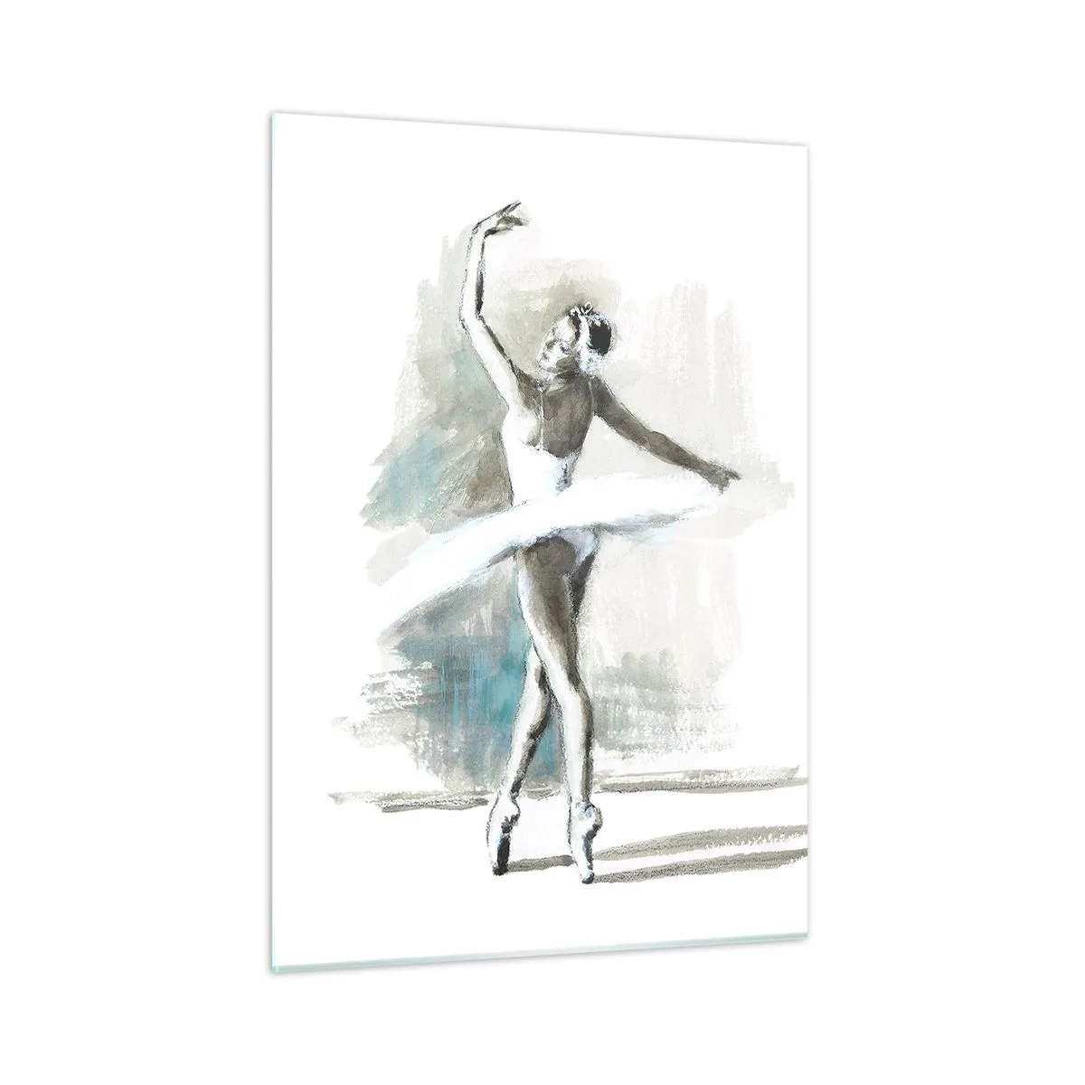 Glasbild - Bild auf glas - Eine Ballerina in einer klassischen Tanzpose - 50x70cm - In einen Schwan verzaubert - Moderne Wanddekoration für Wohnzimmer und Schlafzimmer ARTTOR