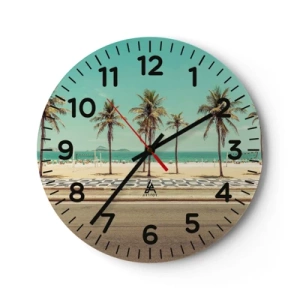 Wanduhr - Glasuhr - Beim Bewachen des Strandes - 30x30 cm