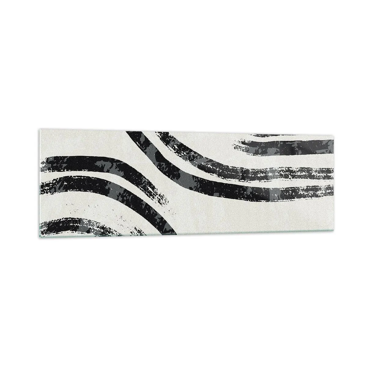 Glasbild - Bild auf glas - Schwarz-weiße abstrakte Linien auf hellem Hintergrund - 160x50cm - Bei Hälfte angehalten - Moderne Wanddekoration für Wohnzimmer und Schlafzimmer ARTTOR