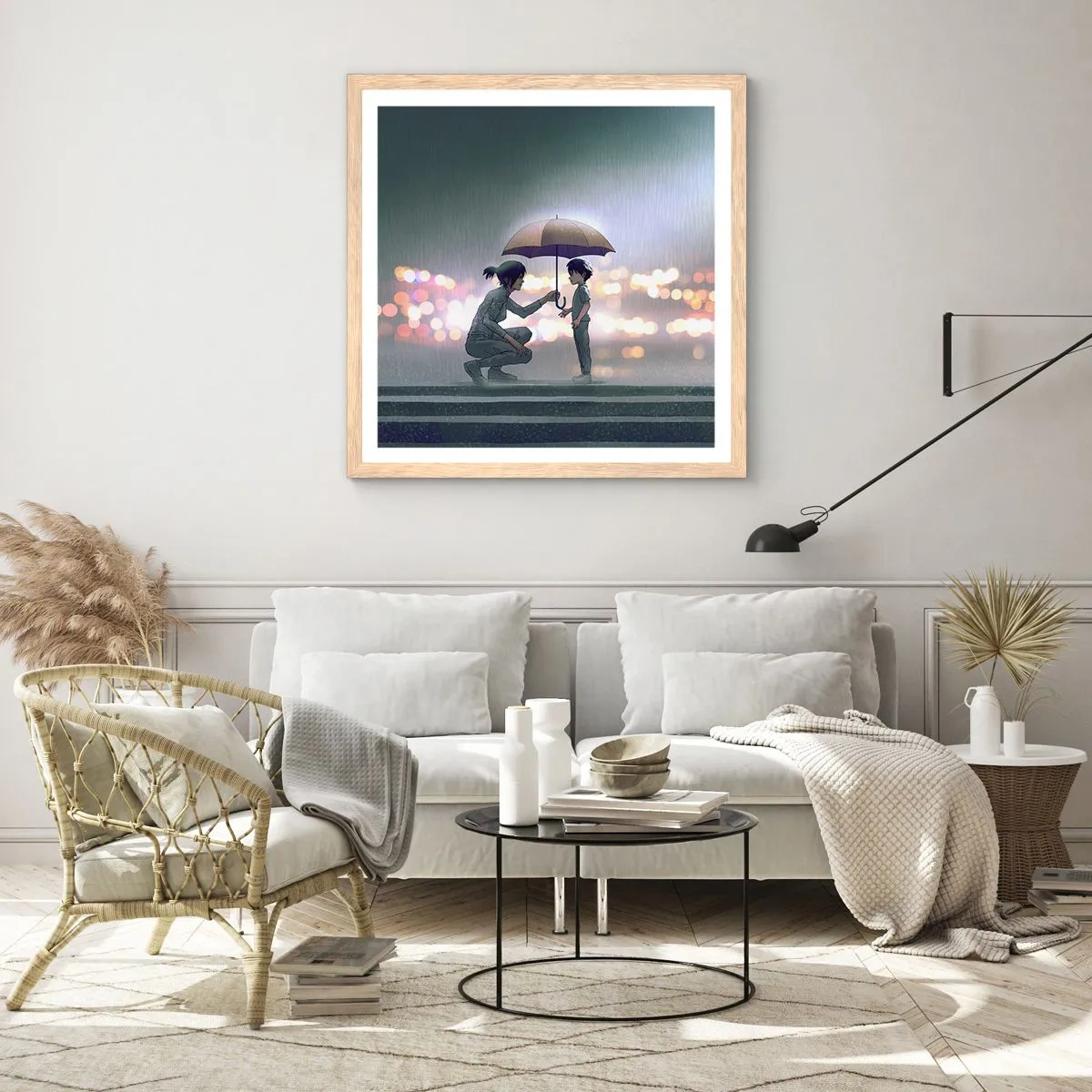 Poster in einem Rahmen aus heller Eiche - Und jetzt ist alles in Ordnung - 30x30 cm