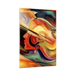 Glasbild - Bild auf glas - Bunte Abstraktion, inspiriert von Musik und Gitarre - 80x120cm - Alles ist gut - Moderne Wanddekoration für Wohnzimmer und Schlafzimmer ARTTOR