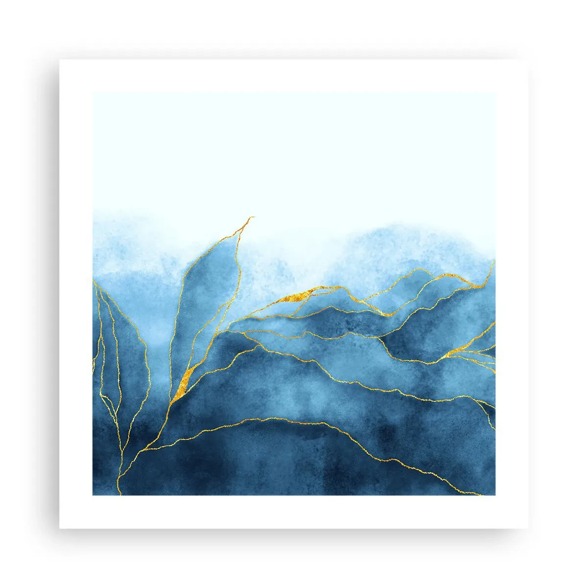 Poster - Blau im Gold - 50x50 cm