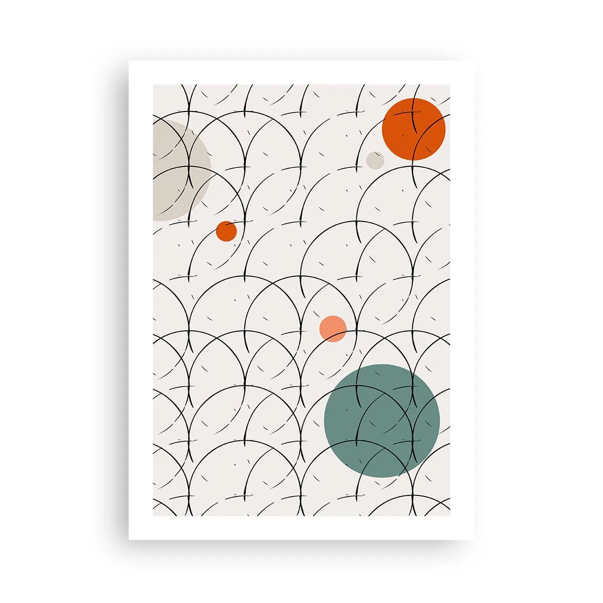 Poster - Moderne geometrische Abstraktion mit farbigen Akzenten - 50x70cm - Im Pop-Art-Geist - Moderne Wanddekoration für Wohnzimmer und Schlafzimmer ARTTOR