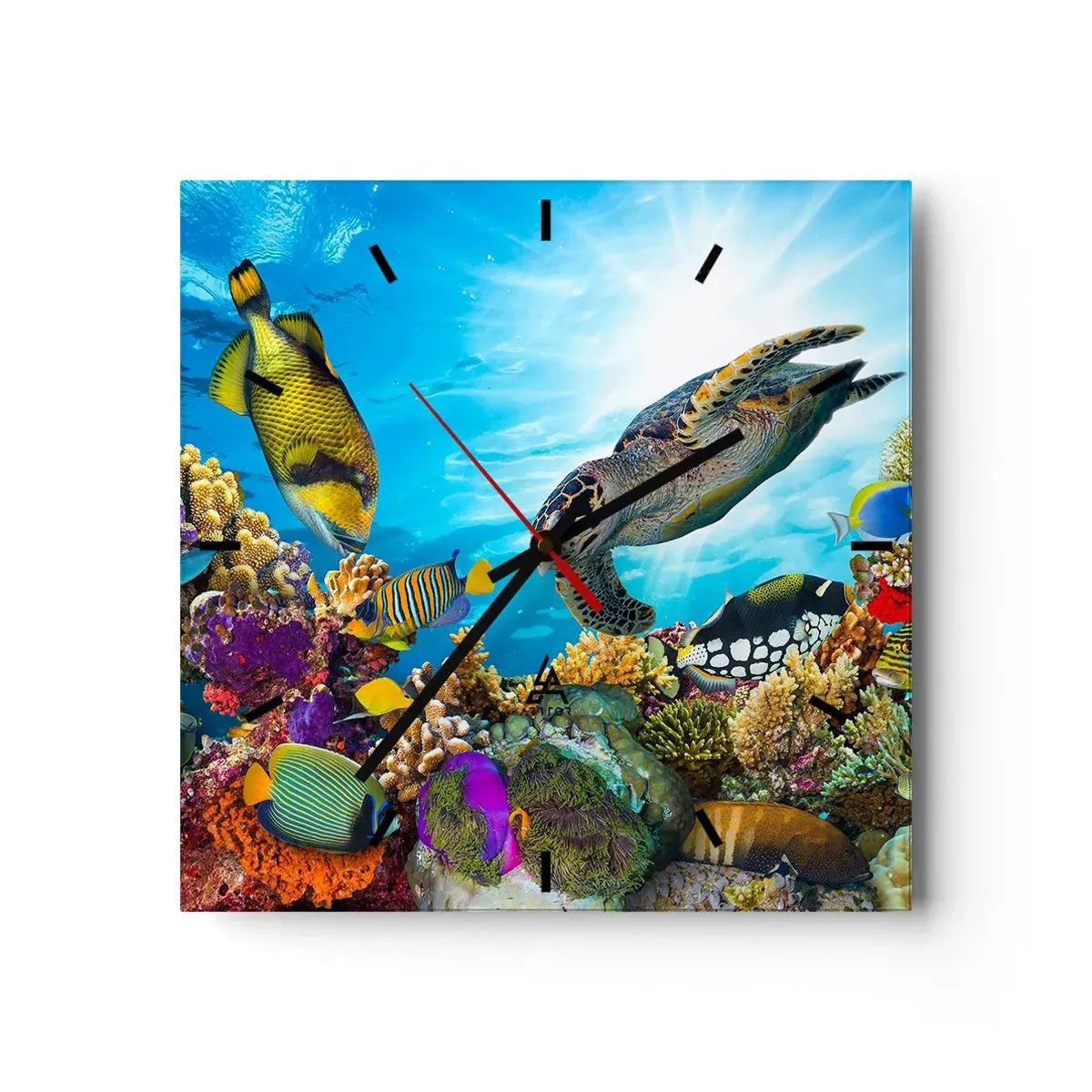 Wanduhr - Glasuhr - Korallenpromenade - 40x40 cm