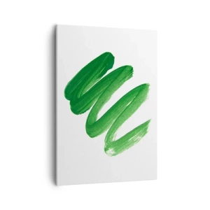 Bild auf Leinwand - Leinwandbild - Grüner abstrakter Pinselstrich auf weißem Hintergrund - 50x70cm - Grüner Witz - Moderne Wanddekoration für Wohnzimmer und Schlafzimmer ARTTOR