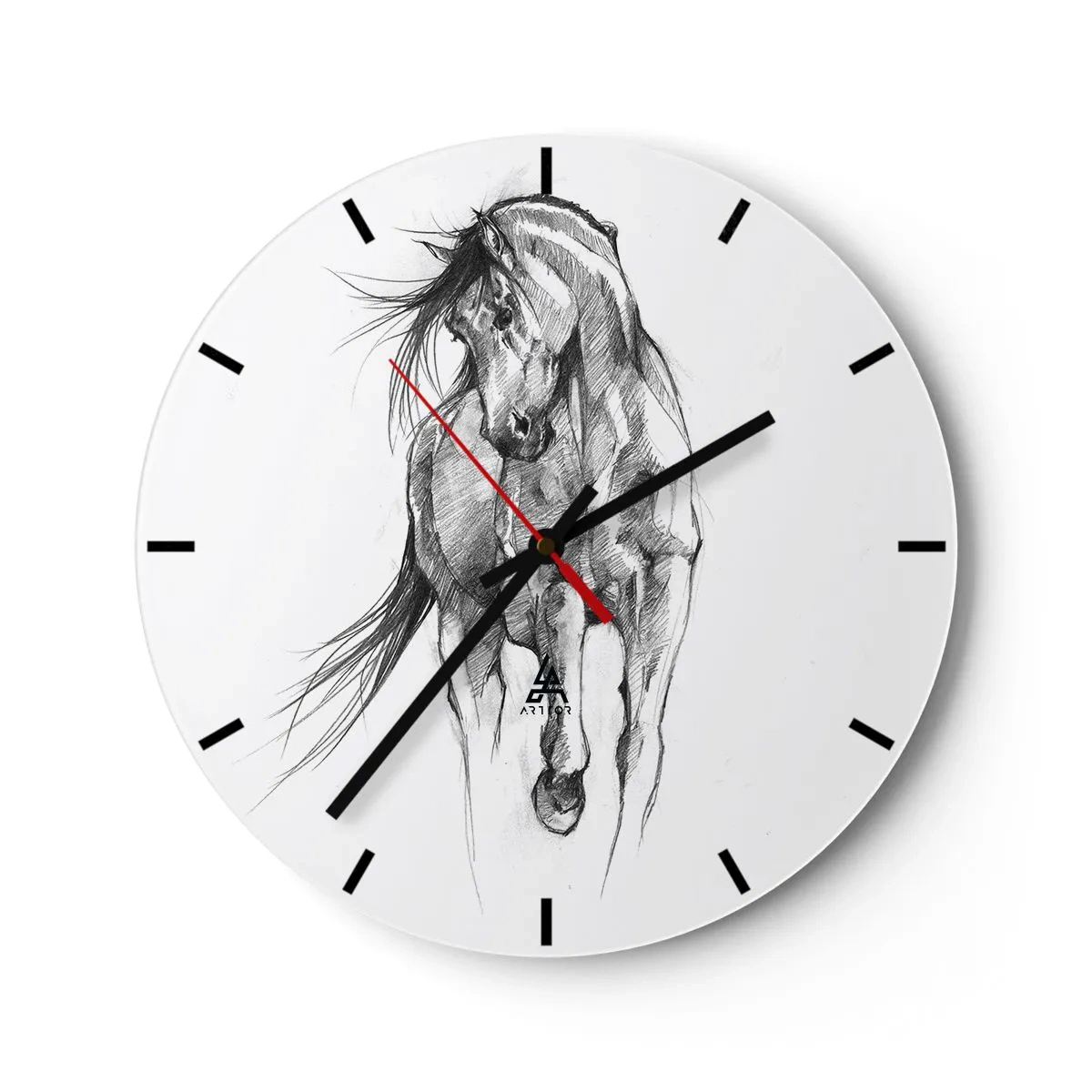 Wanduhr - Glasuhr - Im anmutigen Trab - 40x40 cm