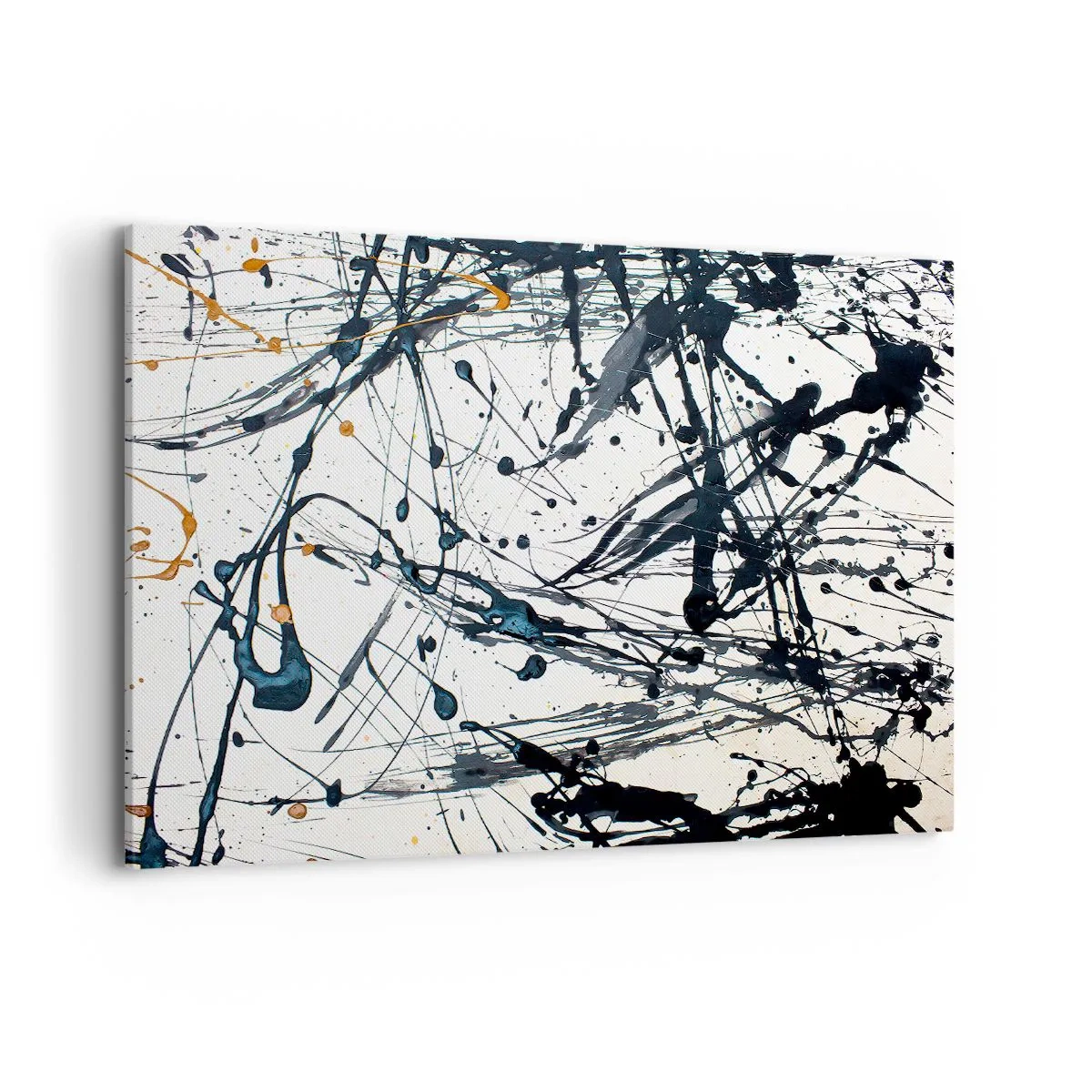 Bild auf Leinwand - Leinwandbild - Ein abstraktes Gemälde mit Farbspritzern in dynamischen Mustern. - 120x80cm - Expressionistische Abstraktion - Moderne Wanddekoration für Wohnzimmer und Schlafzimmer ARTTOR
