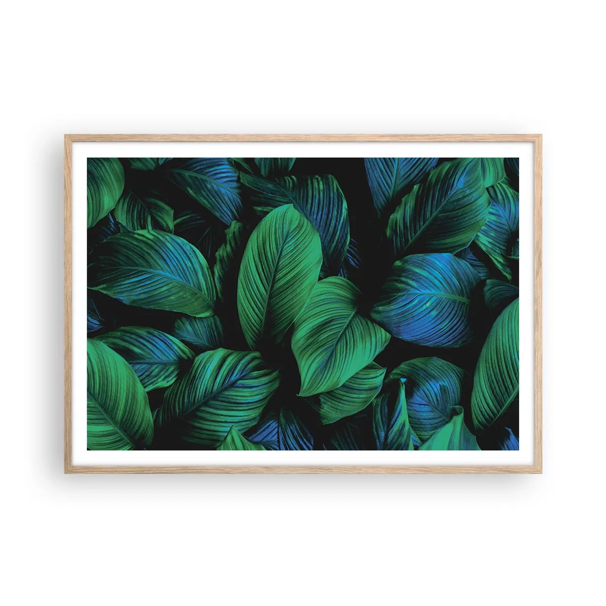 Poster in einem Rahmen aus heller Eiche - In der grünen Menge - 100x70 cm